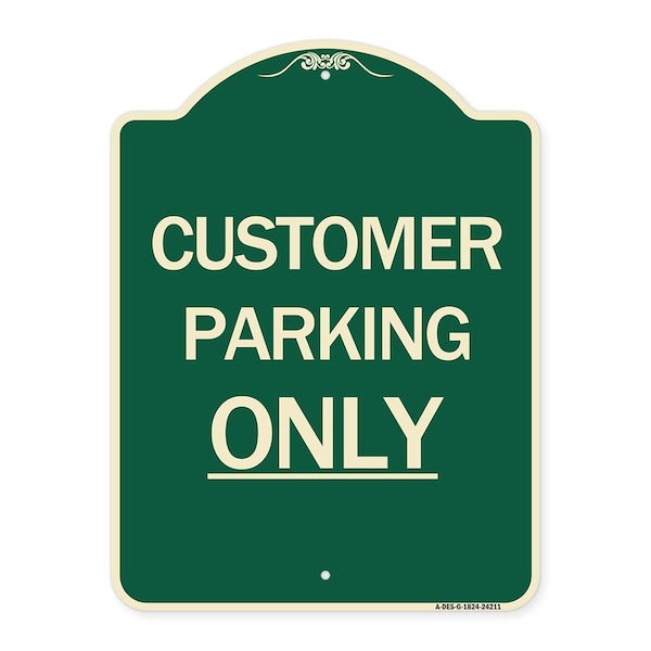Customer Parking Only Heavy-Gauge Aluminum Architectural Sign, 24" x 18", G-1824-24211